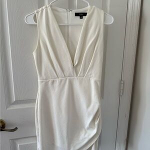 Lulu's Cream V-Neck Mini Dress